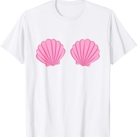 rad. Tops - Rad Mermaid Pink Seashell Bra Cartoon Graphic T-Shirt tee size S
